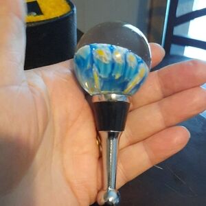 Blue and Silver Glass Bottle Stopper
